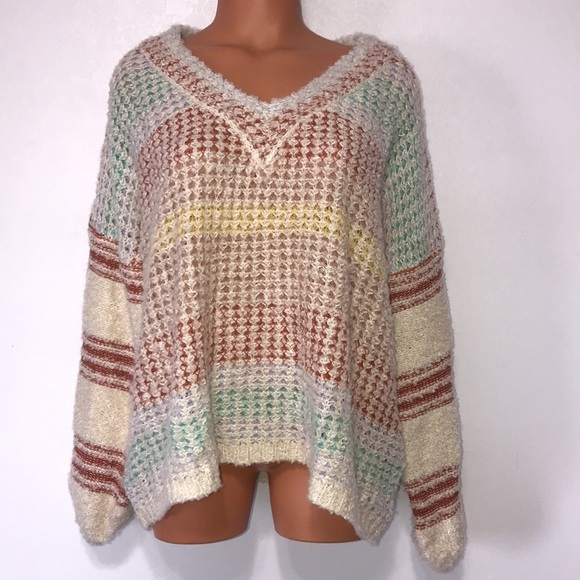 HOMEBODY V NECK FLUFFY/SHAGGY FAUX FUR SWEATER SIZE SMALL - Picture 3 of 10